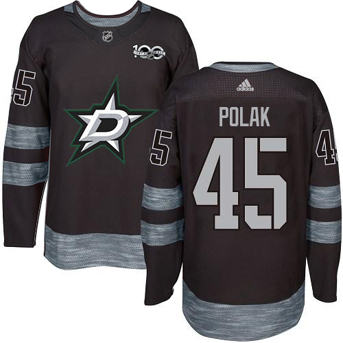 Adidas Men Dallas Stars 45 Roman Polak Black 1917-2017 100th Anniversary Stitched NHL Jersey